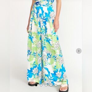 Flying Tomato Wide Leg Satin Floral Palazzo Pants Size Small